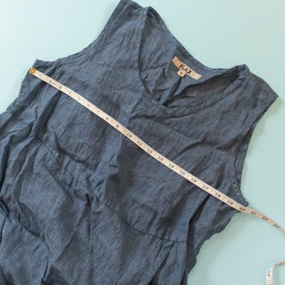 Flax Blue 100% Linen Sleeveless Loose Fit Tank Top Size Medium - Picture 5 of 7